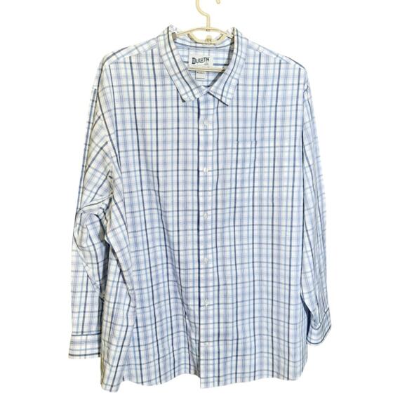 Duluth Trading Co Mens Blue Wrinklefighter Long Sleeve Button Shirt Size 4X - Picture 6 of 6
